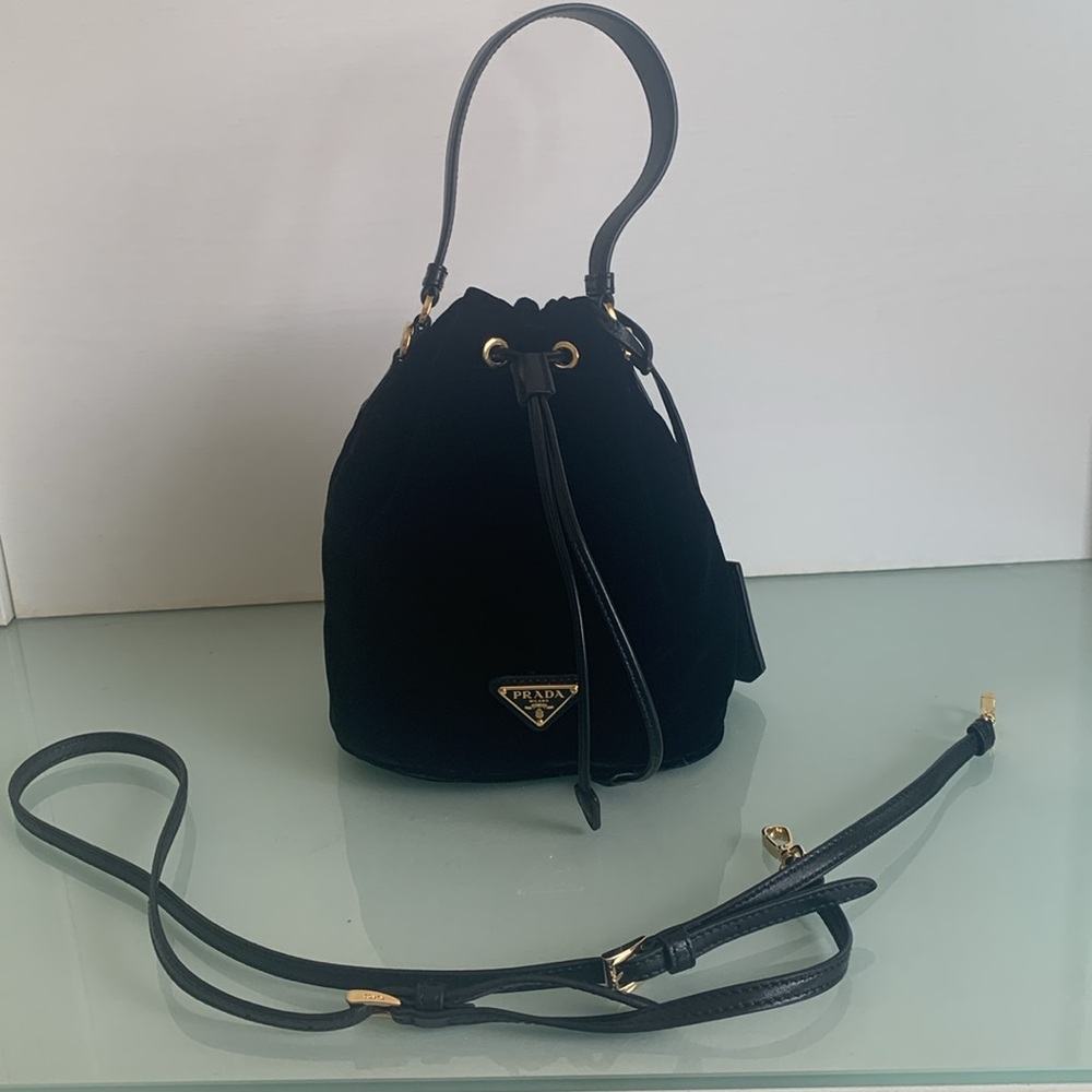 SOLD -Prada Velvet mini-bag with nappa leather details
